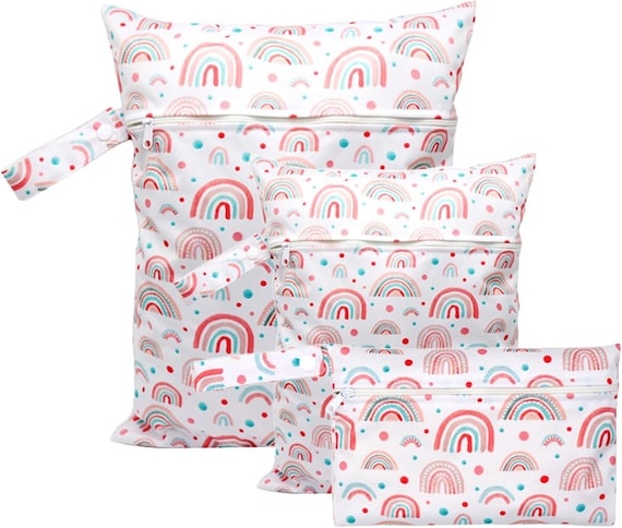 Baby Diaper Bag – 3-Piece Set | Waterproof, Reusable, and Washable | Rainbow