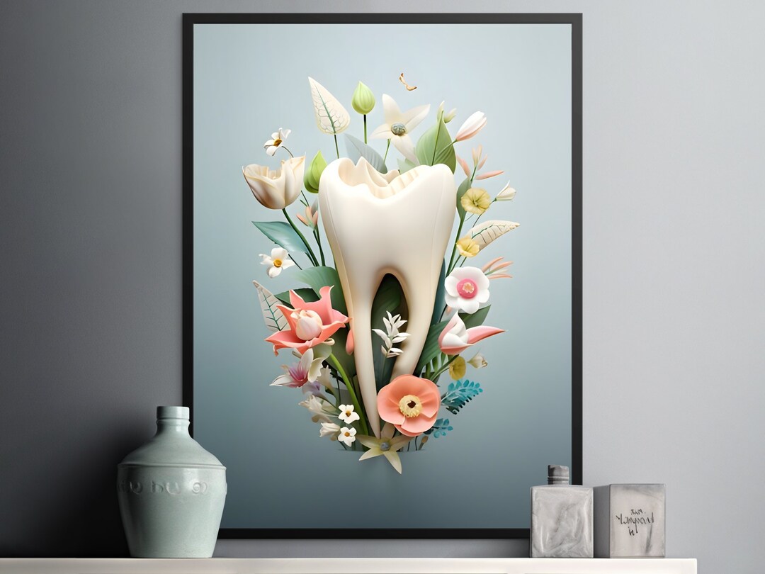 Dental Wall Art for Dental Office Wall Decor for Dentist Gift Floral