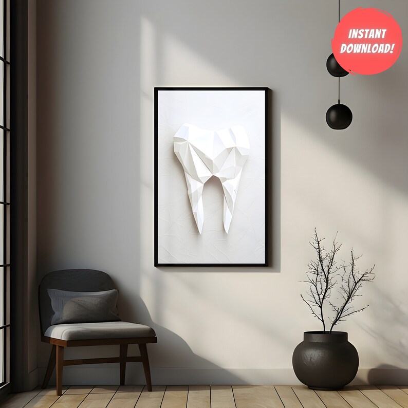 Dental Wall Art for Dental Office Wall Decor for Dentist Gift Origami