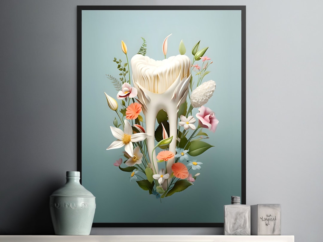 Dental Wall Art for Dental Office Wall Decor for Dentist Gift Floral