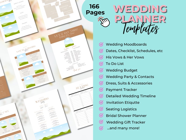 166 Digital Wedding Planner, Printable Wedding Timeline Template ...