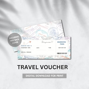 Carta d'imbarco Voucher di viaggio Carta regalo di viaggio modificabile Carta d'imbarco Scarica per compilare
