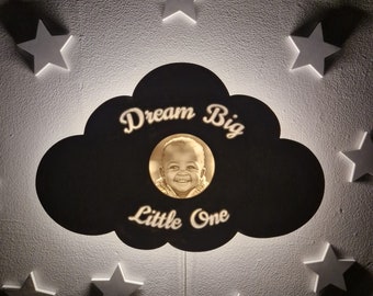 Personalised Nursery Cloud Light with 3D Stars | Nursery room light | Baby Change light | Christening Gift