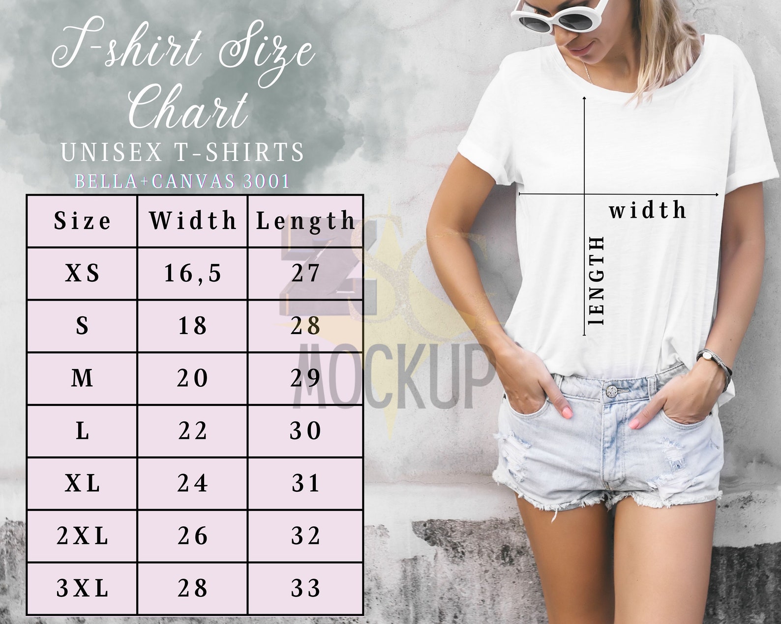 Bea Canvas 3001 Size Chart, Bella Canvas Size Chart Unisex Size Chart