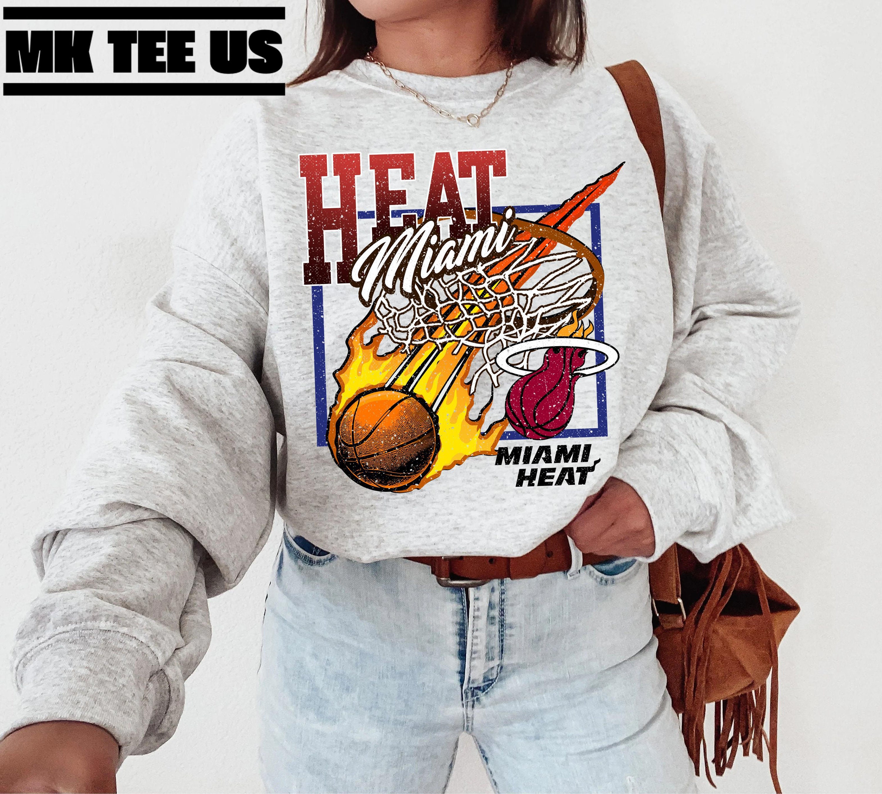 Miami Heat Logo Hoodie from Homage. | Ash | Vintage Apparel from Homage.