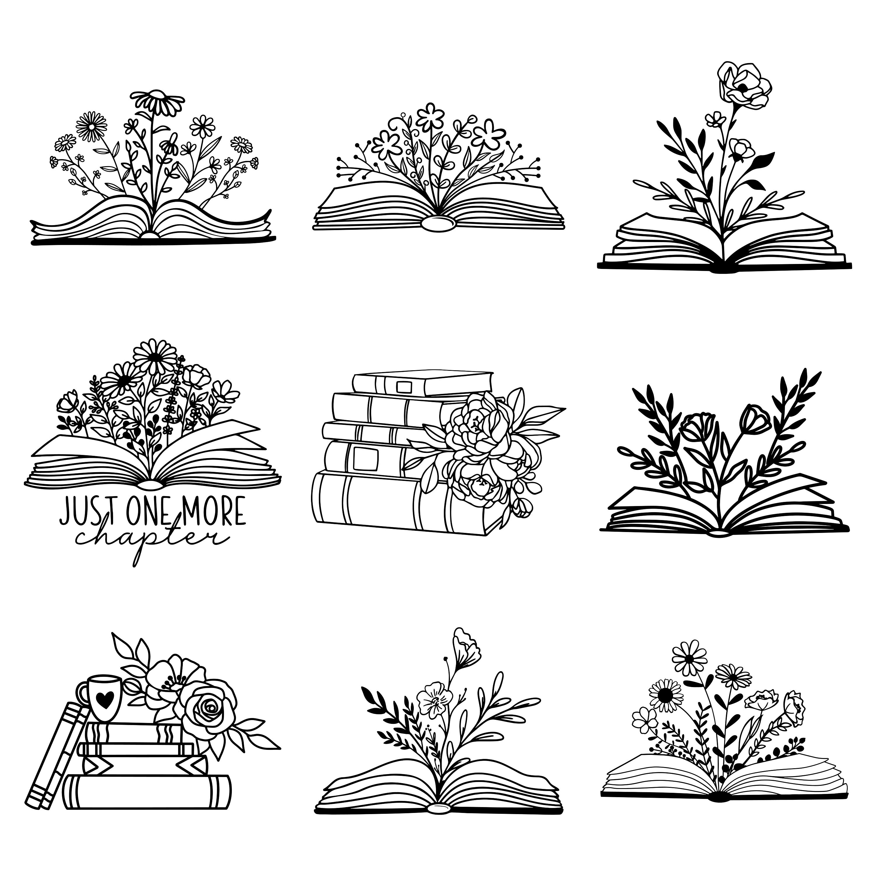 Floral Book SVG, Book Svg, Book With Flowers Svg, Reading Svg, Read
