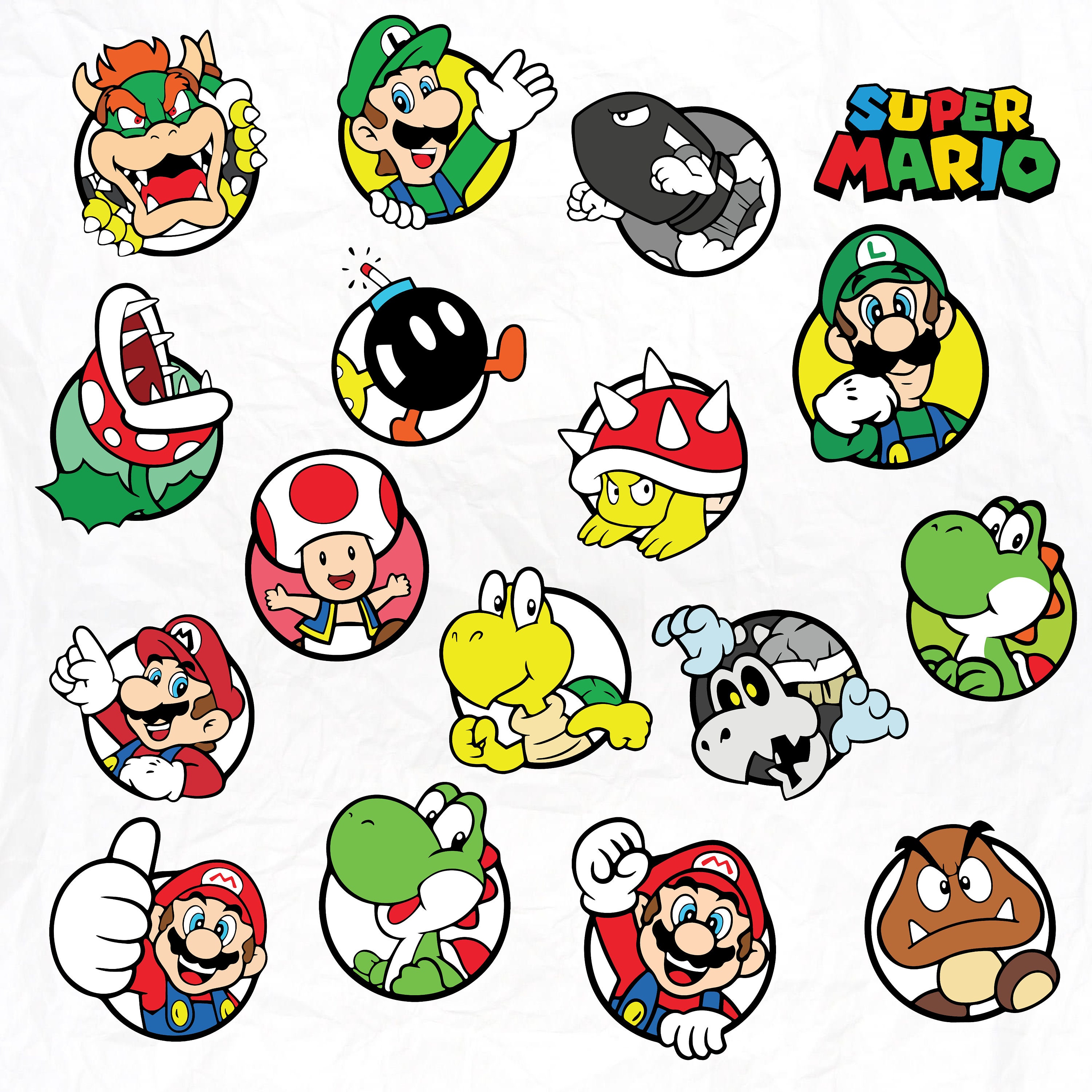 Super Mario Yoshi Luigi SVG - Free Download - Layered Mario Characters –  8SVG