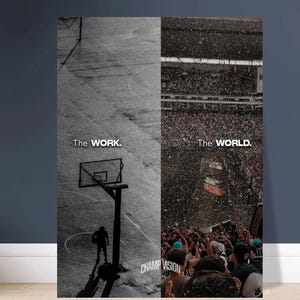 Poster di basket Champ Vision | Arte sportiva motivazionale | Decorazione murale per palestra | Stampa con mentalità da atleta | Arte da campo da basket | Citazione di successo