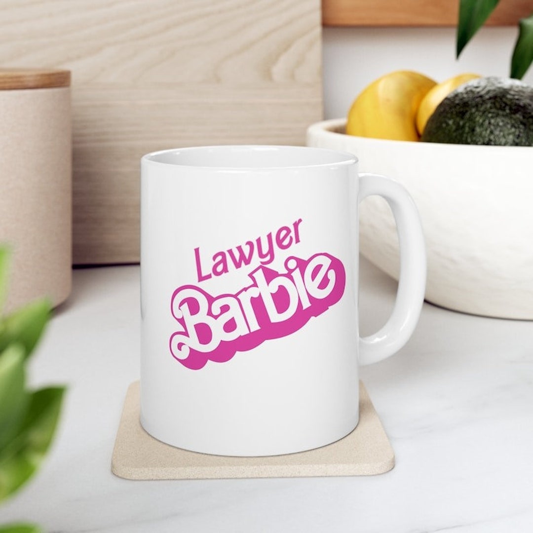Lawyer Barbie Barbie and Ken Pink White Ceramic Mug Mugbarbie Etsy
