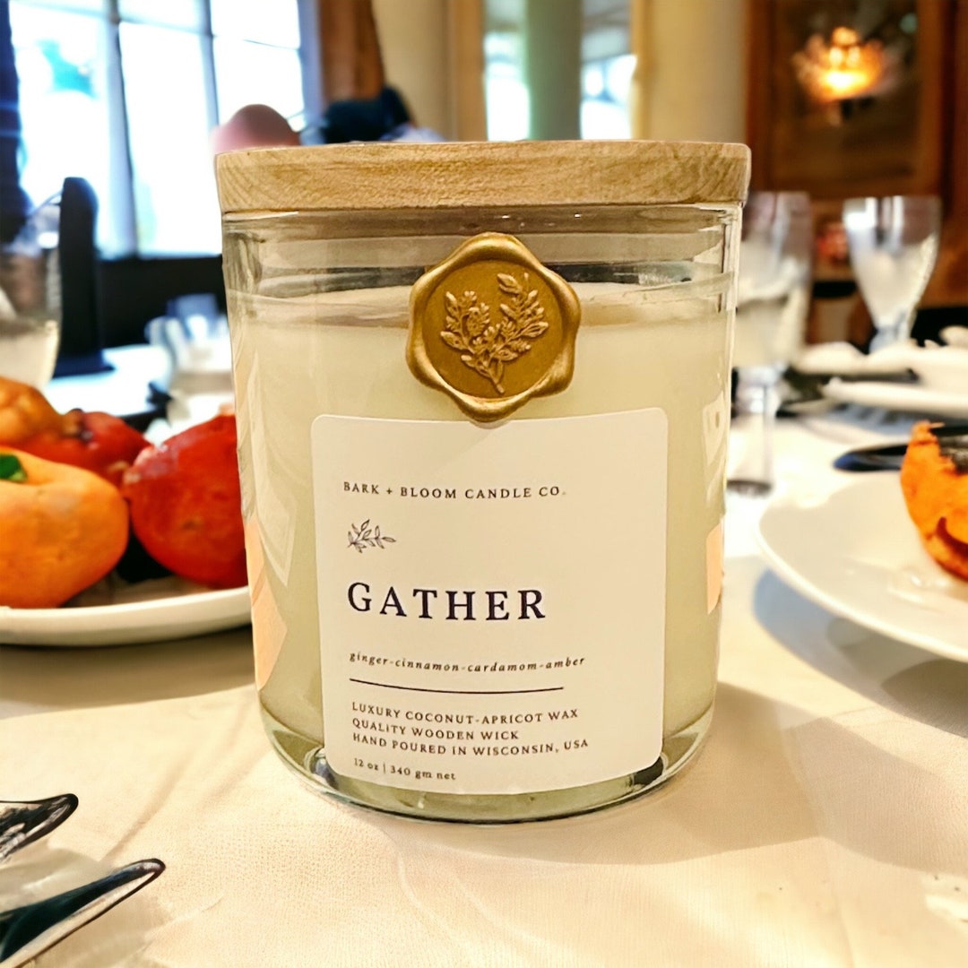 GATHER Coconut Apricot Wax Wooden Wick Candle Etsy