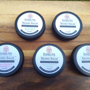 Men&#39;s Natural Beard Balm: Vegan | Organic | Essential Oils | 5 scents