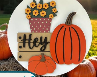 Hey Kürbis Zeichen SVG: Laser geschnittener Herbst Türschild (Digitaler Download)