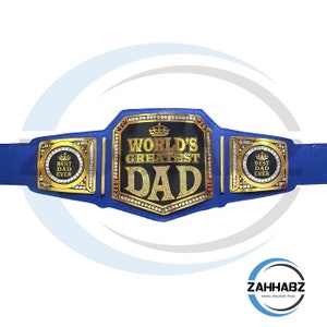 World Greatest Dad Replica Belt Birthday Gift for Fathers Wrestling Replica Belt Blue