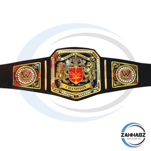 United Kingdom Championship Black Belt - World Champion Belt - Title belt - Gift for him - Wrestling belt 2mm Brass Plates Snaps Closure