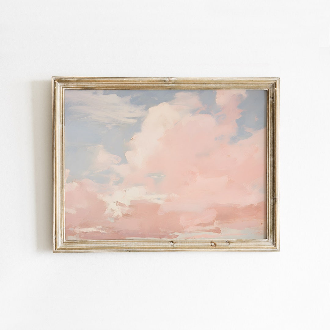 Pink Pastel Clouds Printable Poster Fluffy Clouds Painting Etsy