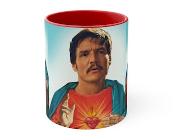 Taza de café con detalles de Pedro Pascal, 11 oz