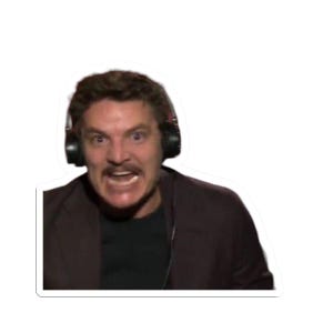 Pedro Pascal Funny Angry Face Meme Sticker, TV Show Actor Decal, Laptop Water Bottle Bumper Phone Case Vinyl Sticker, Pop Culture Gift