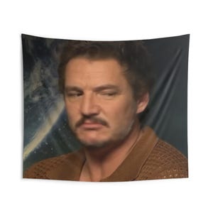 Pedro Pascal Funny Meme Face Wall Tapestry, Boho Room Decor, Movie Star Actor Art Hanging, Unique Home Gift, Room Wall Decoration
