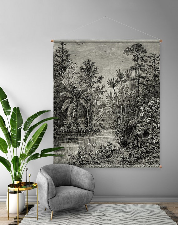 Tapiz de Pared Textil Período Cretáceo Vintage / Colgante de pared / Decoración de pared / Motivos Botánicos / Botanical poster / Cartel