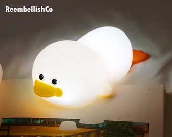 Duck Night Light, 3 Dimming Modes (Low light, Medium Light, Bright Light), Tap to change Brightness, Timer Lamp