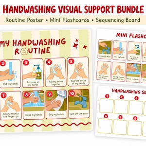 Tableau visuel du lavage des mains pour les enfants : cartes-éclair et séquenceur