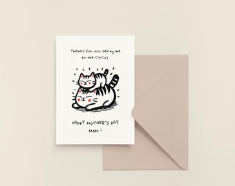 Funny Mother's Day Card Cat, Sarcastic Cat Lover Greeting (Digital Download)