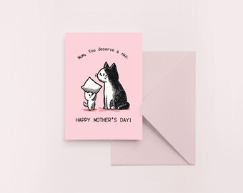 Funny Mother’s Day Cat Card, Kitten Mom Gift Printable from husband. Canva Editable.