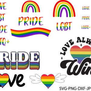 Lot Lgbt Svg, Pride love svg, Svg arc-en-ciel de fierté, Svg coeur arc-en-ciel, Love Is Love, All For Love, Gay Pride Svg Bundle, Svg, Png, fichier numérique