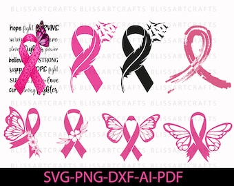Breast Cancer Awareness Ribbon SVG Bundle (Digital Download)