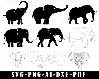 Elephant SVG Bundle, Cute elephant svg, Elephant Clipart, Elephant SVG Cut Files for Cricut, Elephant family svg, Safari Animal Svg