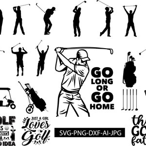 Pacote SVG de golfe, Golf Player Svg, Golf Silhouette, Cricut Cut Files, Sports svg, Golf Fan SVG, Golf Dad Svg, Golf Club Svg, Split Monogram,