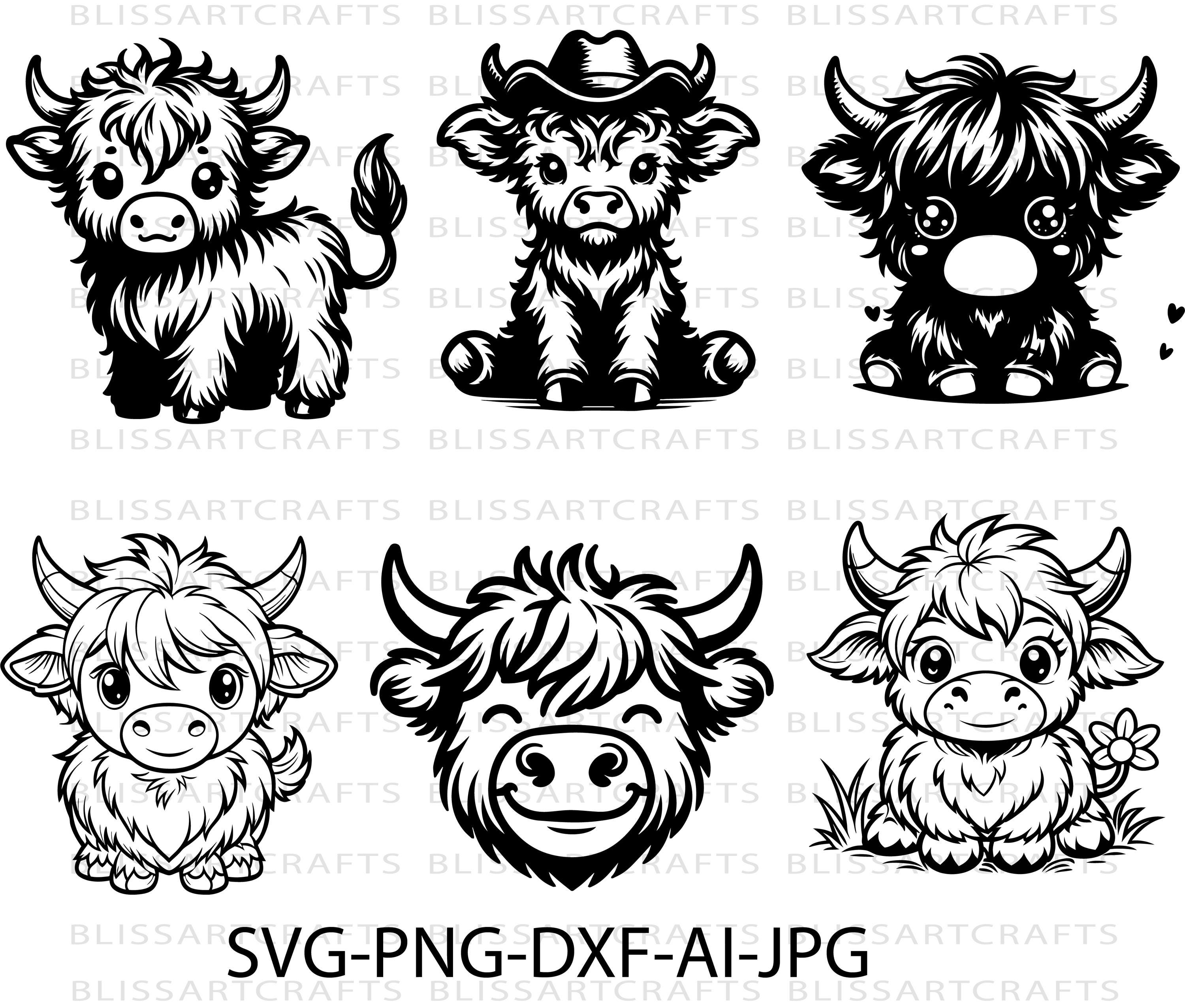 Highland Cow, Baby Cow Svg, Cow Head Svg, Highland Cow Clipart, Cow