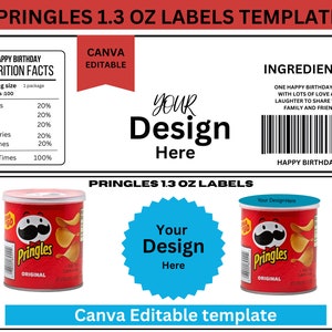 Pringles 1.3 oz Labels Template: Canva Editable Design (Digital Item)
