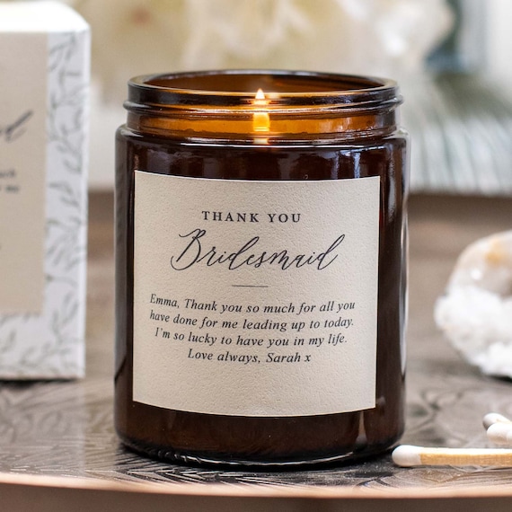 Personalised Bridesmaid Candle | Thoughtful, Unique, Personalised Wedding Gift for Bridesmaid