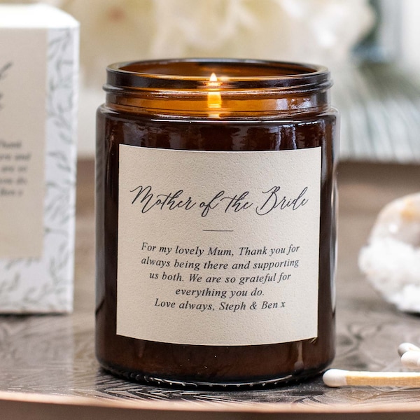 Personalised Mother of the Bride Candle | Thoughtful, Unique, Personalised Wedding Gift for Mother of the Bride