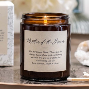 Personalised Mother of the Groom Candle | Thoughtful, Unique, Personalised Wedding Gift for Mother of the Groom