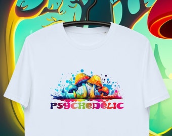 Kaleidoscopic Fungi Fusion: Gradient Psychedelic Mushroom Tee, Bold Unisex Artwear