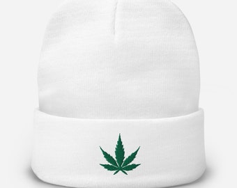 Bonnet brodé en forme de feuille de pot – Mélange de coton, confortable et élégant, taille unique, cadeau pour eux et pour vous !