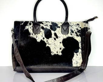Handmade Cowhide Tote Bag – Western Style Leather Shoulder Bag