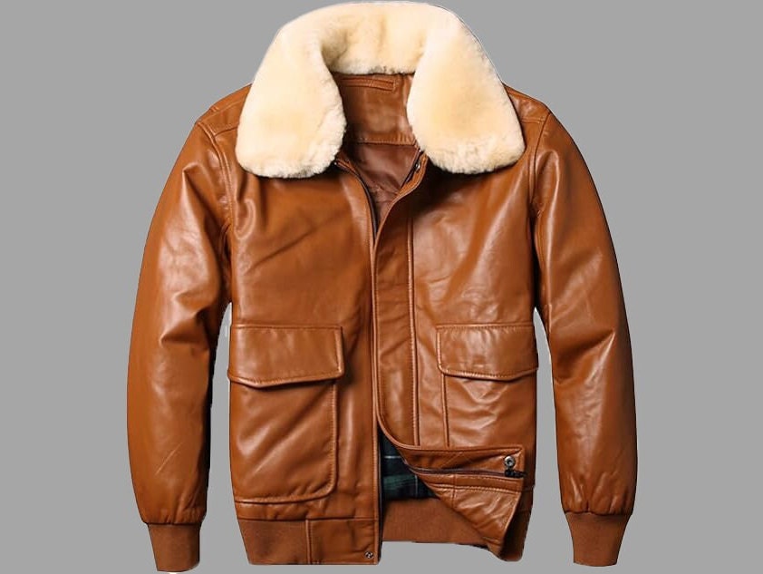 Leather flight jacket fur collar hotsell