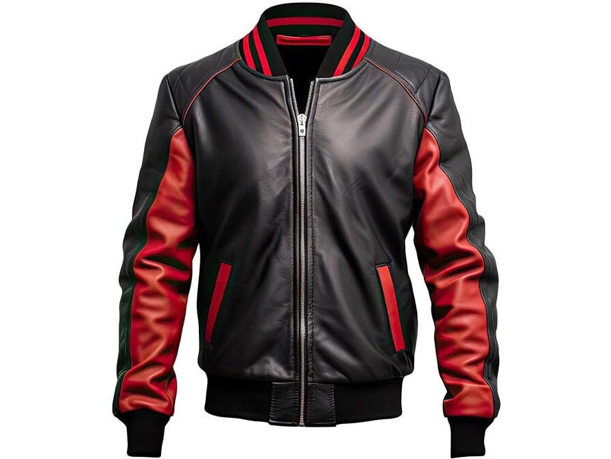 Men's leather baseball jacket hotsell