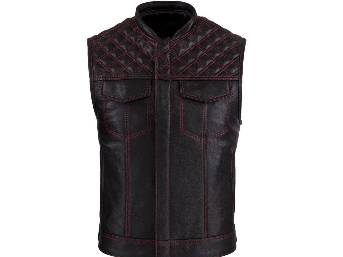 Men's Diamond Quilted Leather Motorcycle Vest/ Handmade Biker Vest