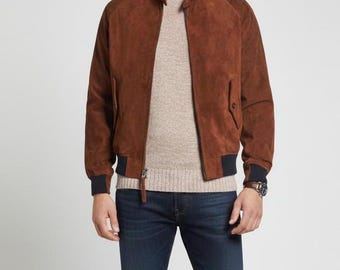 Men's Brown Suede Bomber Jacket: Motorcycle Style