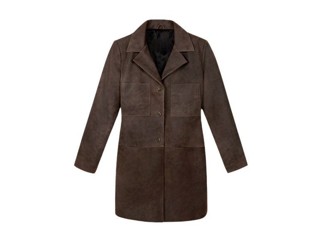 Vintage Brown Women's Suede Trench Coat