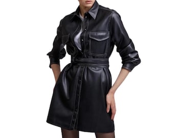 Handmade Black Genuine Leather Blazer Coat: Women's Winter Jacket