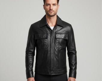 LEVI'S MADE & CRAFTED ブラックライダースジャケット Levi's Made & Crafted Black Leather Trucker Jacket – XS - Etsy
