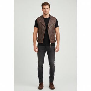 Handmade Cow Leather Motorcycle Vest: Men's Biker Style