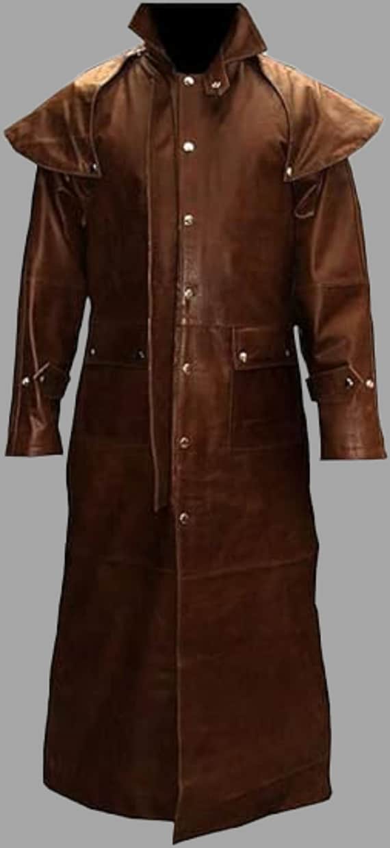 Handmade Long Length Leather Duster Coat/ Men's Gothic Steampunk