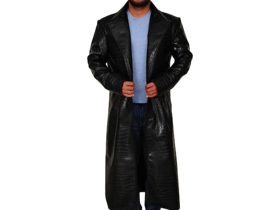 ジャケット・アウター Crocodile trench coat Amazon.com: Crocodile Printed Leather Long Trench Coat For