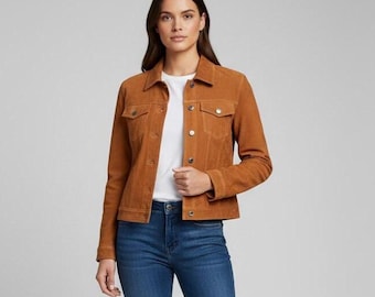 Women's Tan Suede Trucker Jacket – Vintage Western Style Shirt
